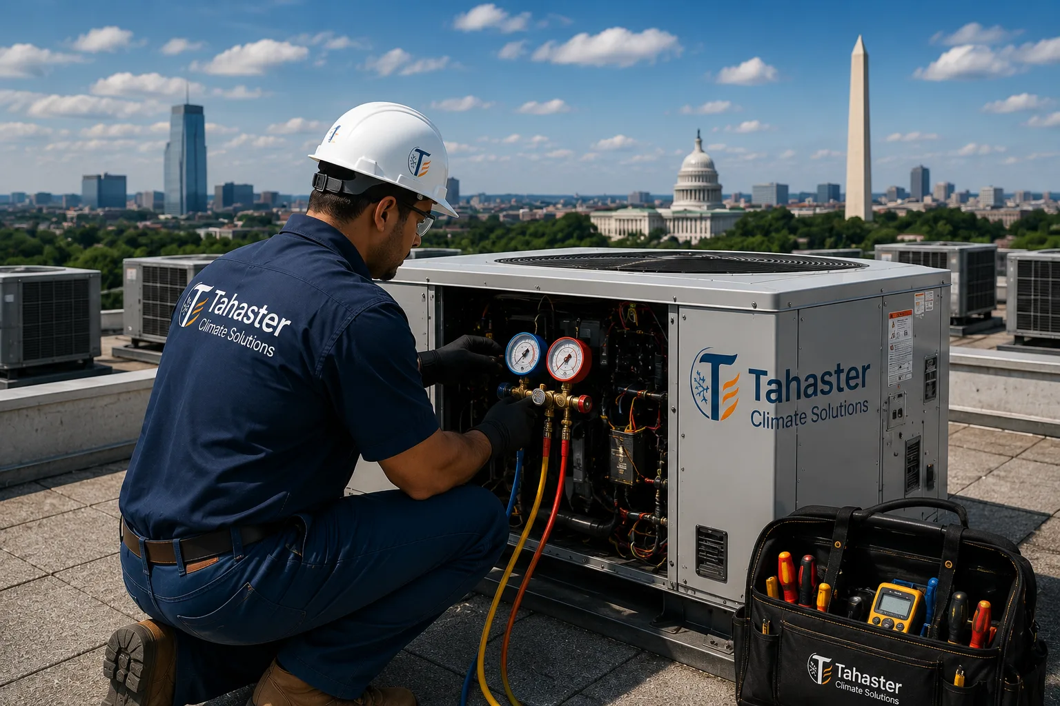 Representative commercial rooftop HVAC service